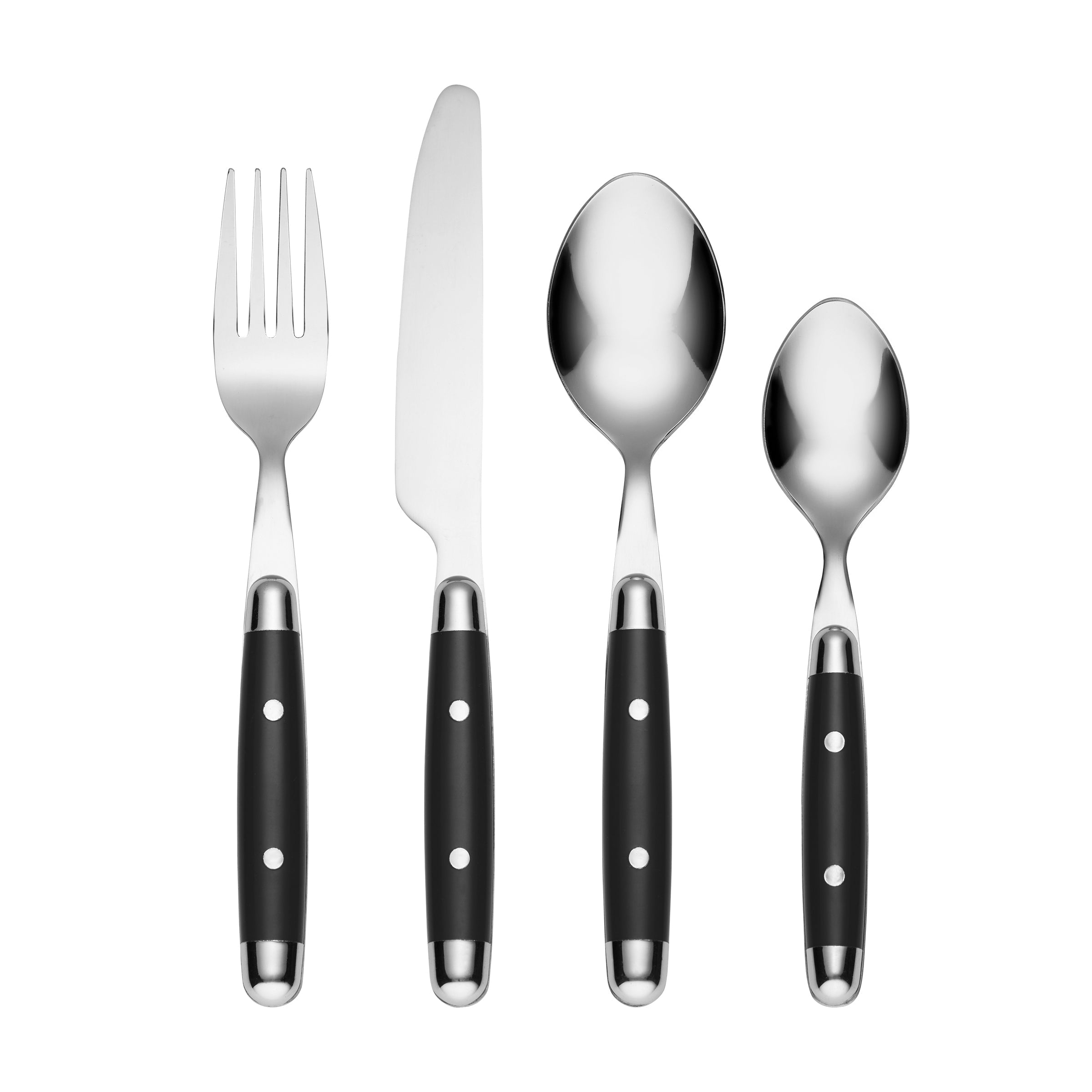 Cambridge Silversmiths 16 Piece Jubilee Flatware Set, Black HomePlace