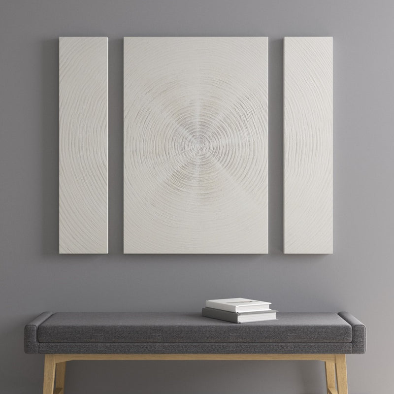 INK+IVY Silver Sand Hand Embellished Abstract 3-piece Canvas Wall Art Set See below 1 Large Piece:23.5""W x 35.5""H x 1.5""D 2 Small Peces:8""W x 35.5""H x 1.5""D (2)