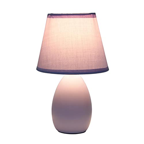 Creekwood Home Nauru 9.45" Traditional Petite Ceramic Oblong Bedside Table Desk Lamp with Matching Tapered Drum Fabric Shade