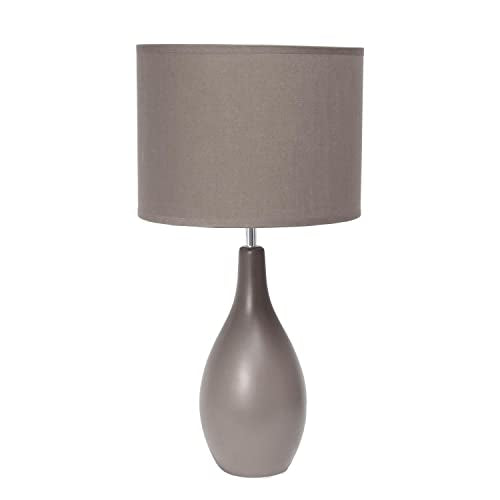 Creekwood Home Essentix 18.11" Traditional Standard Ceramic Dewdrop Table Desk Lamp with Matching Fabric Shade