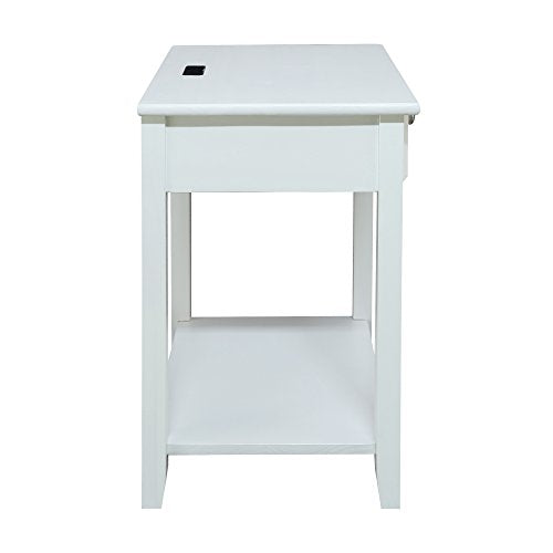 Casual Home Owl White Night Stand with USB Port , 17.5 in x 14.25 in x 24.5 in (W x L x H)