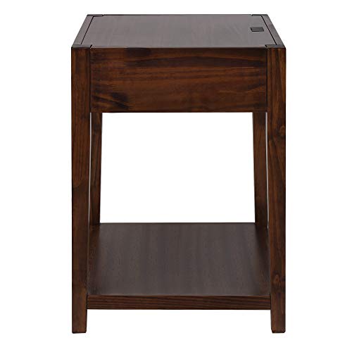 Casual Home Notre Dame Nightstand with USB Ports-Warm Brown