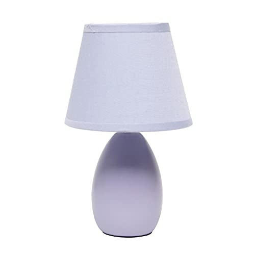 Creekwood Home Nauru 9.45" Traditional Petite Ceramic Oblong Bedside Table Desk Lamp with Matching Tapered Drum Fabric Shade