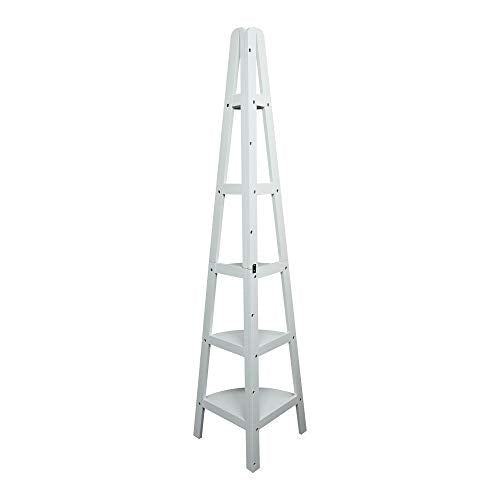 Casual Home 5-Shelf Corner Ladder Bookcase, White (Pack of 1)
