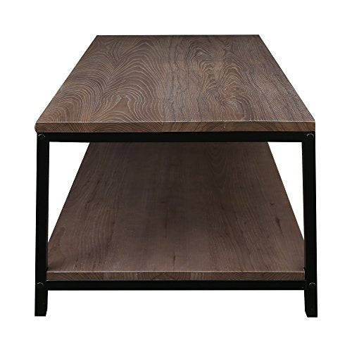 American Trail Studio Coffee Table with Solid Red Oak Top and Shelf, Gray Wash