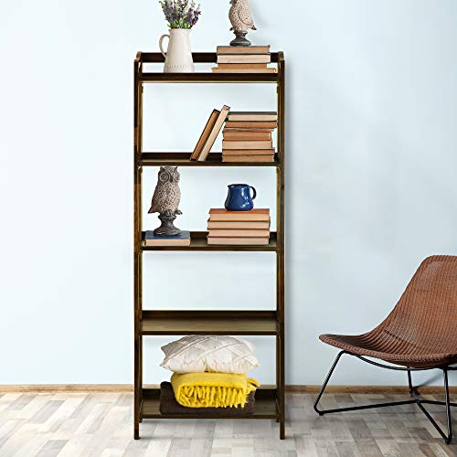 Casual Home Stratford 5-Shelf Folding Bookcase-Warm Brown