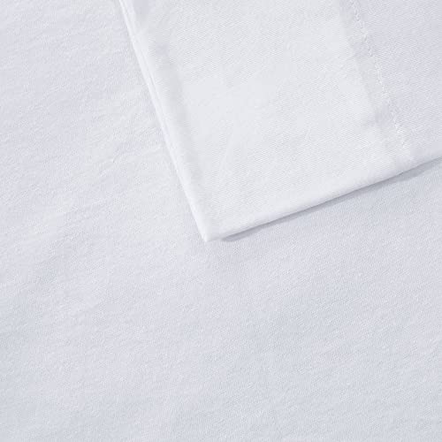 Intelligent Design Cotton Blend Jersey Knit Wrinkle Resistant, Soft Sheets with 14" Deep Pocket All Season, Cozy Bedding-Set, Matching Pillow Case, Twin XL, White, 3 Piece