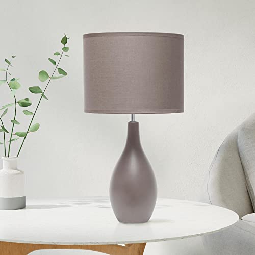Creekwood Home Essentix 18.11" Traditional Standard Ceramic Dewdrop Table Desk Lamp with Matching Fabric Shade
