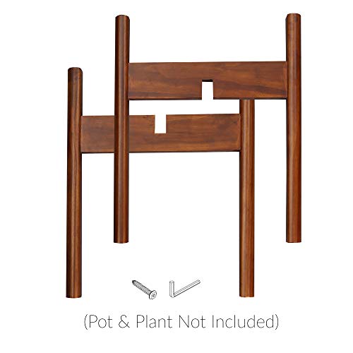 Casual Home Mid-Century Modern Wood Plant Display Stand, Fit Up to 10", Plant and Pot NOT Included - Antique Mahogany, 107-329