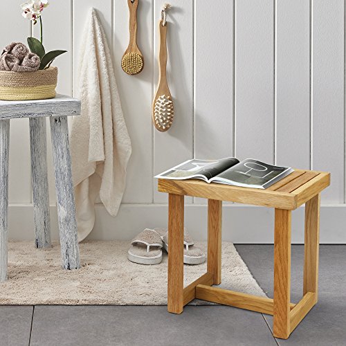 American Trails 18" Solid White Shower Bench, Natural Oak