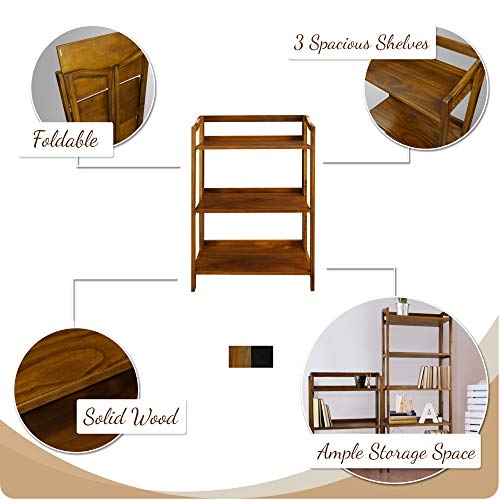 Casual Home Stratford 3-Shelf Folding Bookcase-Warm Brown