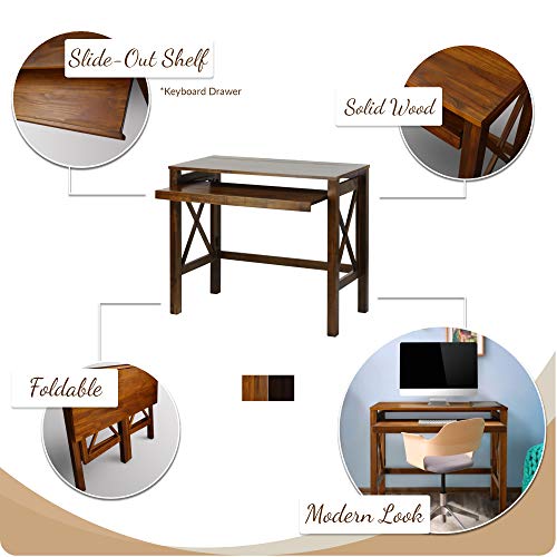 Casual Home Montego Folding Desk with Pull-Out Tray-Espresso