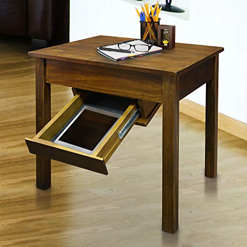 Casual Home Kennedy End Table Drawer, Concealment Furniture, Warm Brown