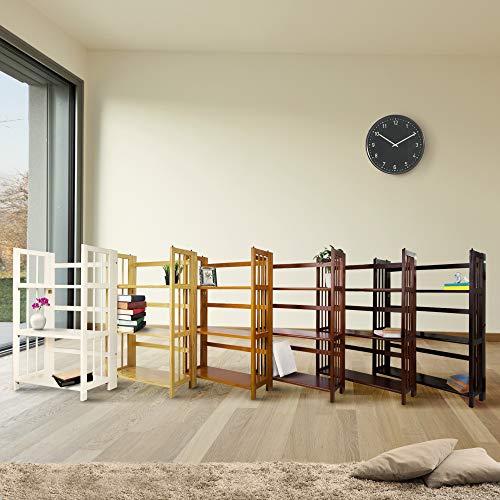 Casual Home 3-Shelf Folding Stackable Bookcase (27.5" Wide)-Walnut