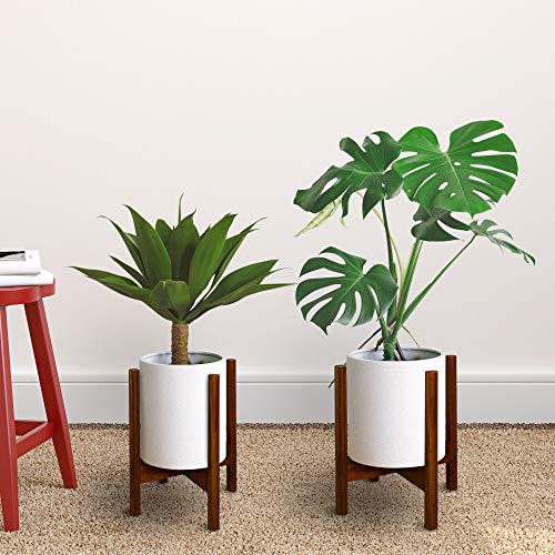 Casual Home Mid-Century Modern Wood Plant Display Stand, Fit Up to 10", Plant and Pot NOT Included - Antique Mahogany, 107-329
