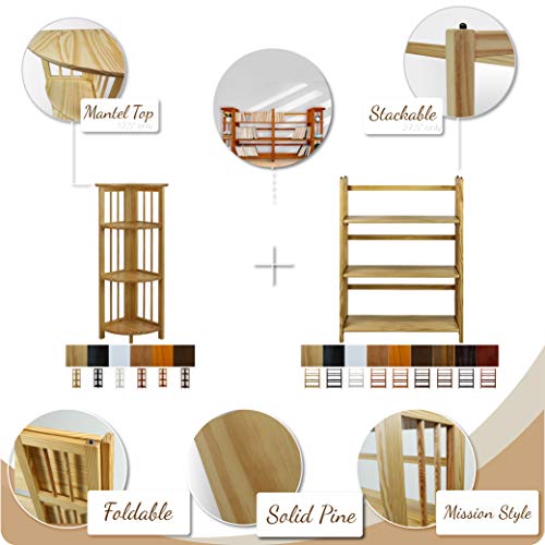 Casual Home 3-Shelf Folding Stackable Bookcase (27.5" Wide)-Walnut