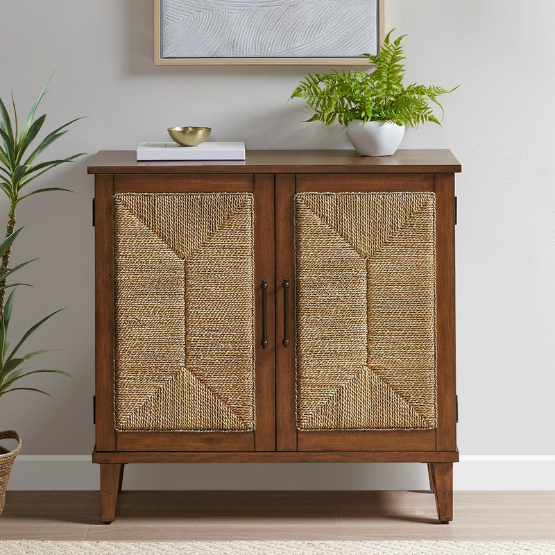 INK+IVY Seagate Handcrafted Seagrass 2-Door Accent chest See below 1 Cabinet:36""W x 14""D x 34""H Maximum Weight Capacity:Top 150lbs