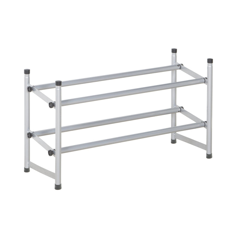 Richards Telescoping Stackable/Expandable Free Standing Shoe Rack, 2-Tier Holds Up To 10-Pair, Silver
