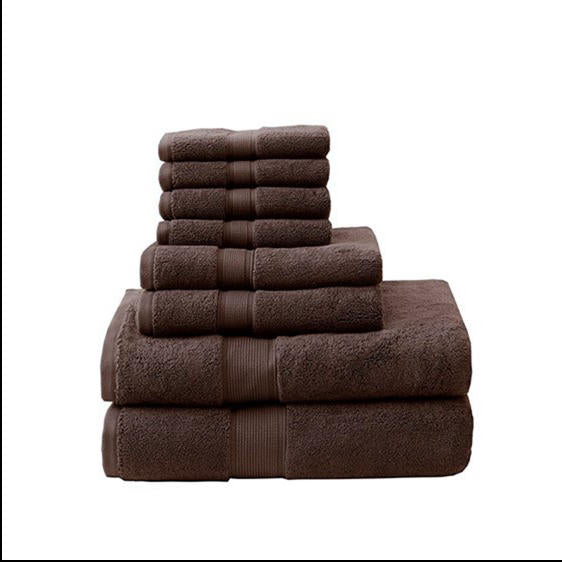 Home Outfitters Mocha 100% Cotton 8 Pcs Bath Towel Set , Absorbent, Bathroom Spa Towel, Glam/Luxury