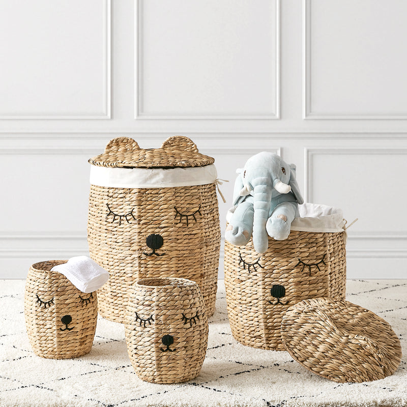 Home Outfitters S/4 Round Bear Hamper Set, Natural