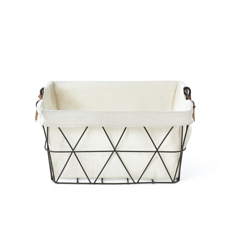 Home Outfitters S/3 Lined Tapered Rect Bins W/ Fold Down Binded Jute Handles, Gun Metal