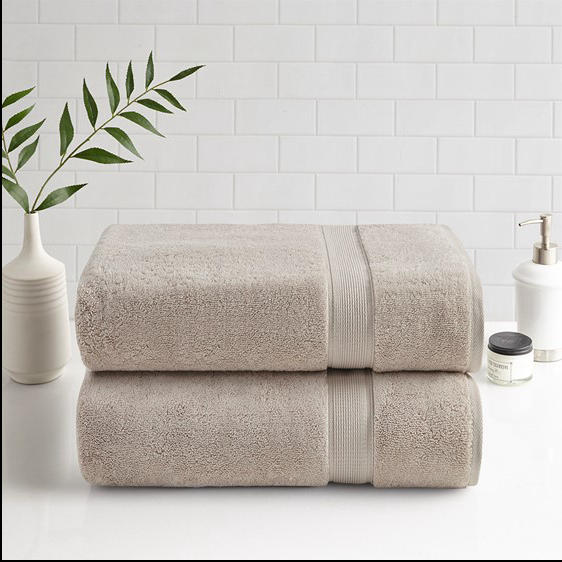 Home Outfitters Natural 100% Cotton Bath Sheet Set , Absorbent, Bathroom Spa Towel, Transitional