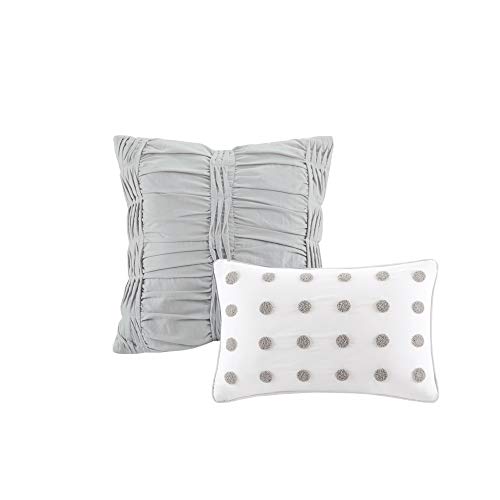 Urban Habitat Cotton Comforter Set-Tufts Pompom Design All Season Bedding, Matching Shams, Decorative Pillows, Twin/Twin XL, Brooklyn, Jacquard Ivory 5 Piece