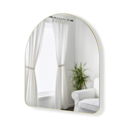 Umbra Hub Arched Wall Mirror for Your entryway, Bedroom or Other Living Spaces, 34" c36(86.36x91.44cm), Brass