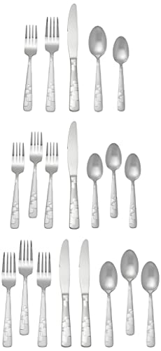 Oneida Quadratic 20 Piece Everyday Flatware, Service for 4, 18/0 Stainless Steel, Silverware Set, 3.6 x 6.3 x 10.3 inches