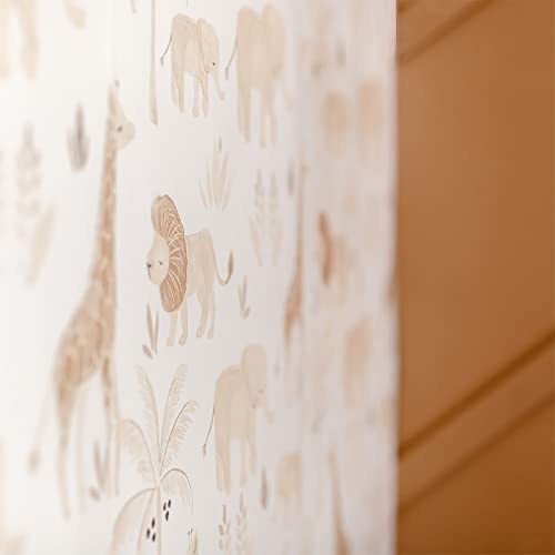 Crane Baby Safari Wallpaper for Nursery, Removable Wallpaper for Boys and Girls, Safari Animal, 20.87”w x 270" h