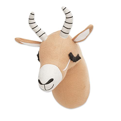 Crane Baby Safari Nursery Décor, Plush Animal Wall Décor for Boys and Girls, Antelope, 7" x 9" x 5.5"
