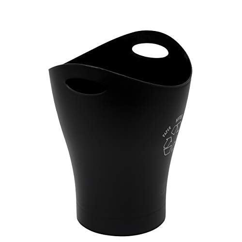Umbra Garbino Recycling Bin for the Office - Recycling bin with handles, clearly marked recycling logo, Small Recycling Bin for the Office, Black/White