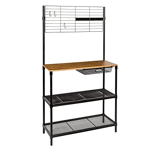 Honey-Can-Do Black Kitchen Bakers Rack, 450 lbs
