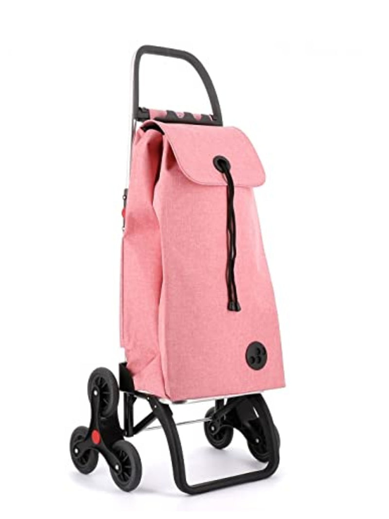 ROLSER I-Max Tweed 6 Wheel Stair Climber Foldable Shopping Trolley - Coral