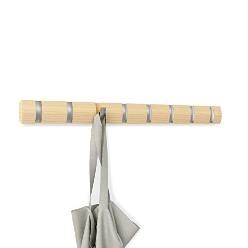 Umbra Flip 5-Hook Wall Mounted Coat Rack, Modern, Sleek, Space-Saving Coat  Hanger with 5 Retractable Hooks to Hang Coats, Scarfs, Purses and More,  White : : Home