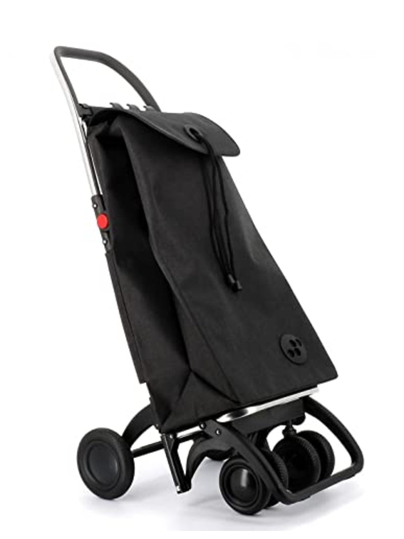 ROLSER I-Max Tweed 4 Wheel 2 Swivelling Foldable Shopping Trolley - Black
