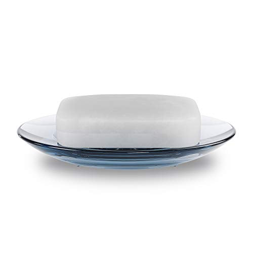 Umbra Droplet Dish Container for Bathroom-Acrylic Holder for Bath Sink-Nicely Fits Into Amenity Tray and Holds The Soap Bar Preventing It from Dirt and Ensures Zero Waste, Denim