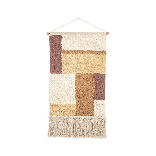 Crane Baby Safari Nursery Décor, Dyed Cotton Wall Hanging for Boys and Girls, Orange and Cream, 14" x 21"