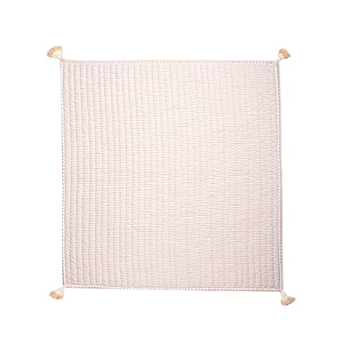 Crane Baby Blanket, Soft Cotton Quilted Nursery and Stroller Blanket for Boys and Girls, Light Pink, 36” x 36” (BC-100QB)