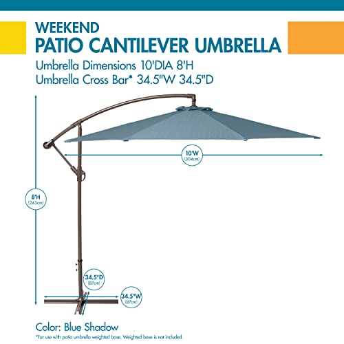 Duck Covers Weekend Patio Cantilever Umbrella, 10 Foot, Blue Shadow