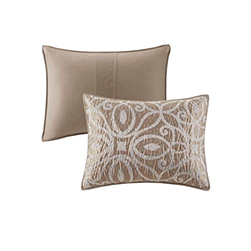 Madison Park Polyester Reversible Coverlet Set with Taupe Finish MP13-7713