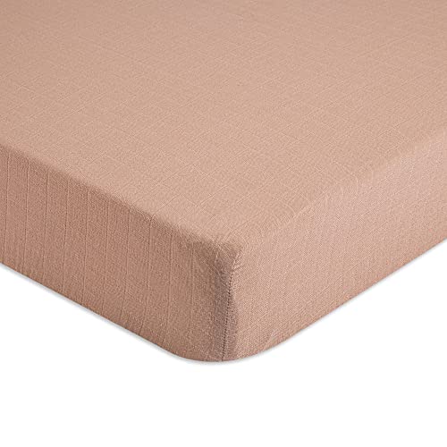 Crane Baby Fitted Sheet, Soft Cotton Fitted Sheet for Cribs and Nurseries, Beige Copper, 28”w x 52”h x 9”d