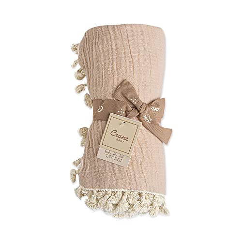 Crane Baby Muslin Swaddle Blanket, Soft Cotton Lightweight Nursery and Stroller Blanket for Baby Boys & Girls, Unisex Colors, 30" x 40"