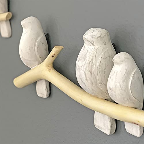 Crane Baby Woodland Nursery Décor, 2 Piece Wooden Wall Décor for Boys and Girls, Bird Perch, 17” x 7" and 9” x 6.5"