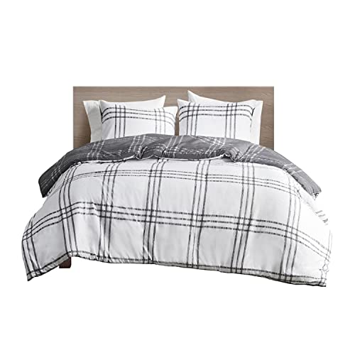 Clean Spaces Polyester Printed Duvet Set with White and Gray Finish CSP12-1486