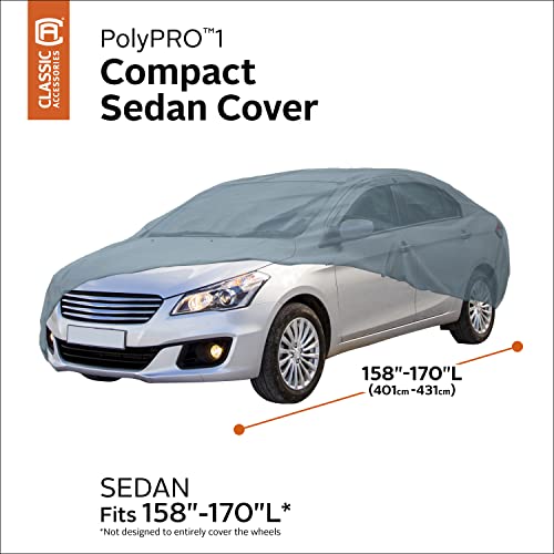 Classic Accessories - 10-106-011001-RT Over Drive PolyPRO 1 Compact Sedan Car Cover, Fits Cars up to 13&