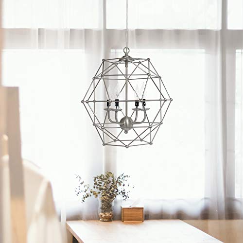 Elegant Designs 4 Light Hexagon Industrial Rustic Pendant Light