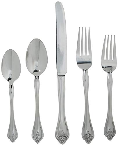 Oneida Boutonniere 45 Piece Everday Flatware, Service for 8, 18/0 Stainless Steel. Silverware Set, Dishwasher Safe, Multi