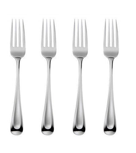 Oneida Satin Sand Dune Everyday Dinner Forks, Set of 4, 18/0 Stainless Steel, Silverware Set, Dishwasher Safe