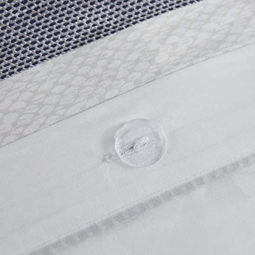 INK+IVY Serena 100% Cotton Duvet Set Mid Century Modern Boho Design, All Season Comforter Cover Bedding Set, Matching Shams, Full/Queen , Boho Textured Navy 3 Piece